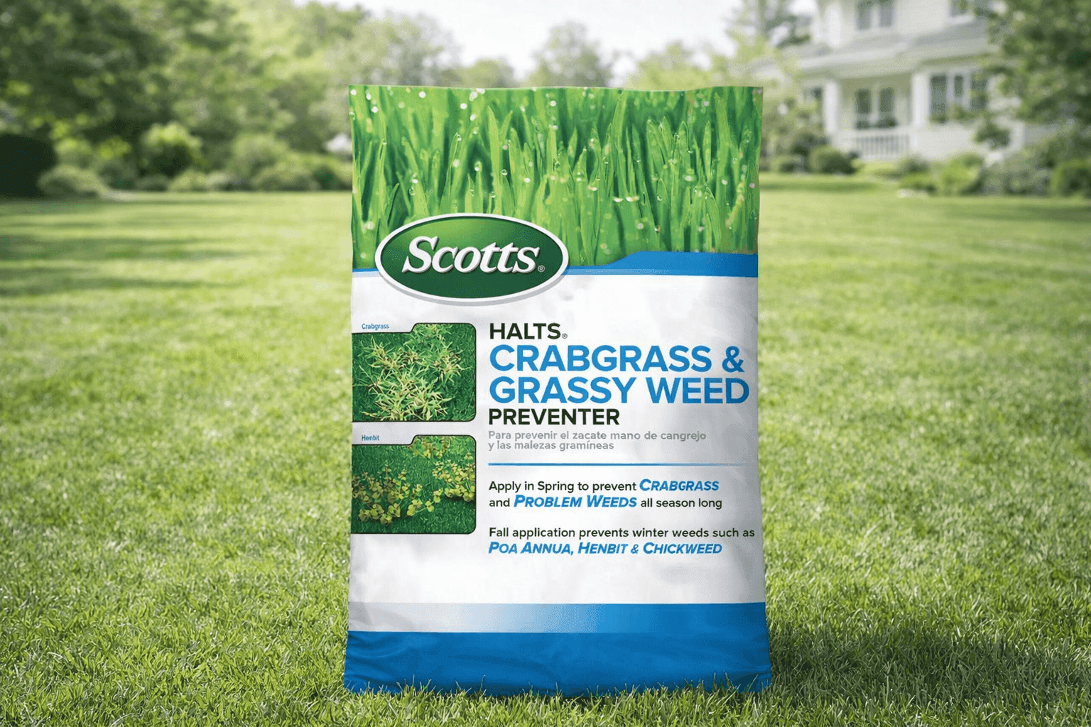 See how Scotts Halts Crabgrass & Grassy Weed Preventer protects lawns from crabgrass using pre-emergent weed control and easy application.