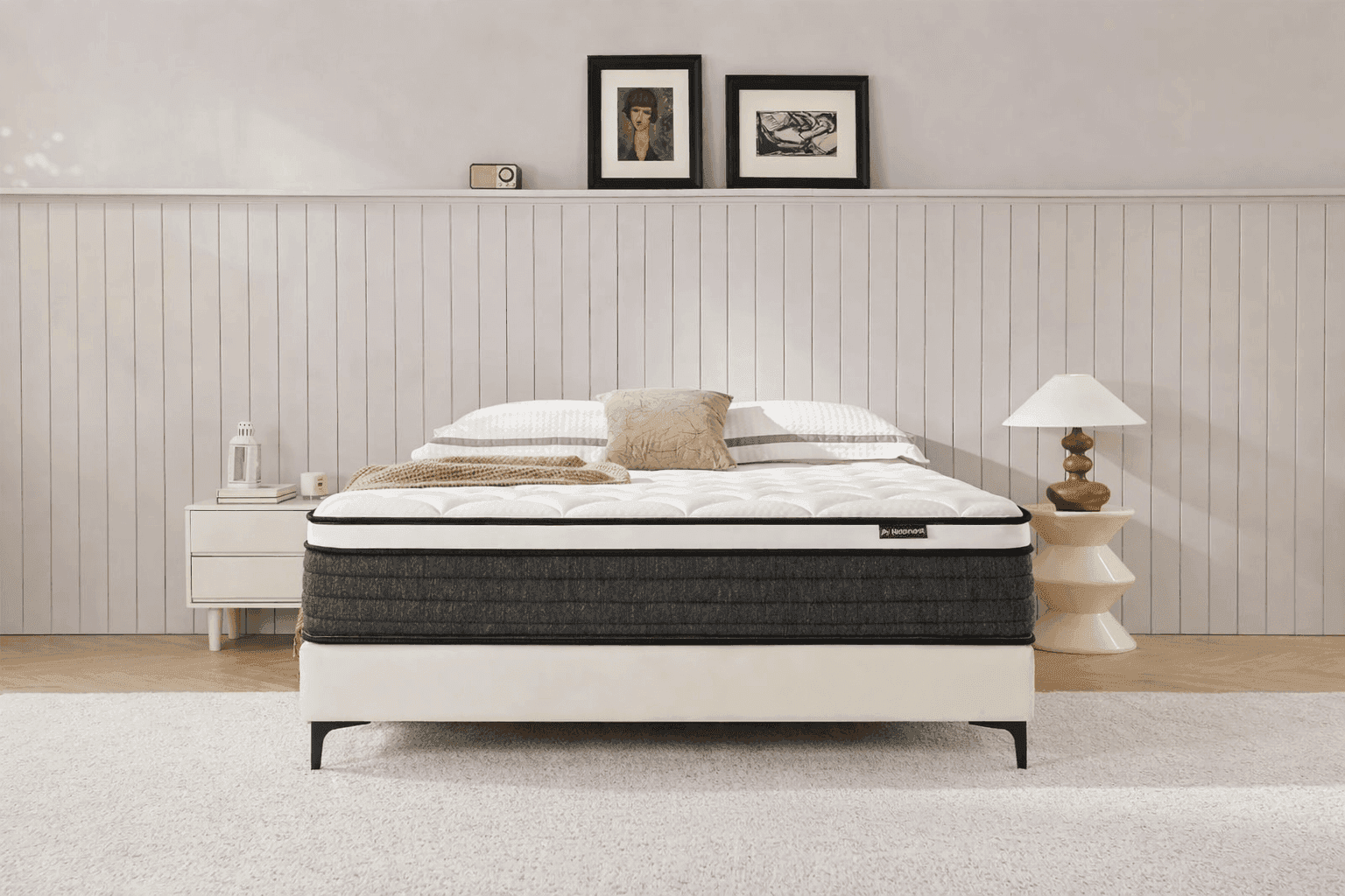 NapNest Full Size Hybrid Mattress showing 10-inch hybrid construction and support layers
