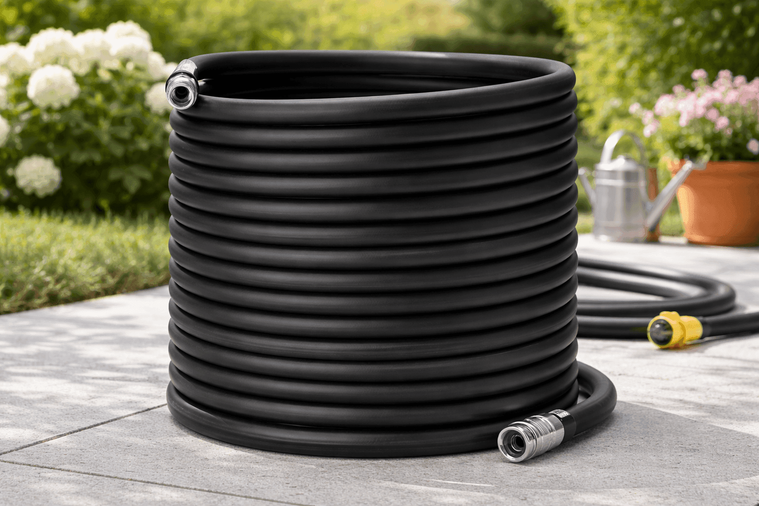 Amazon Basics flexible garden hose for backyard watering and gardening