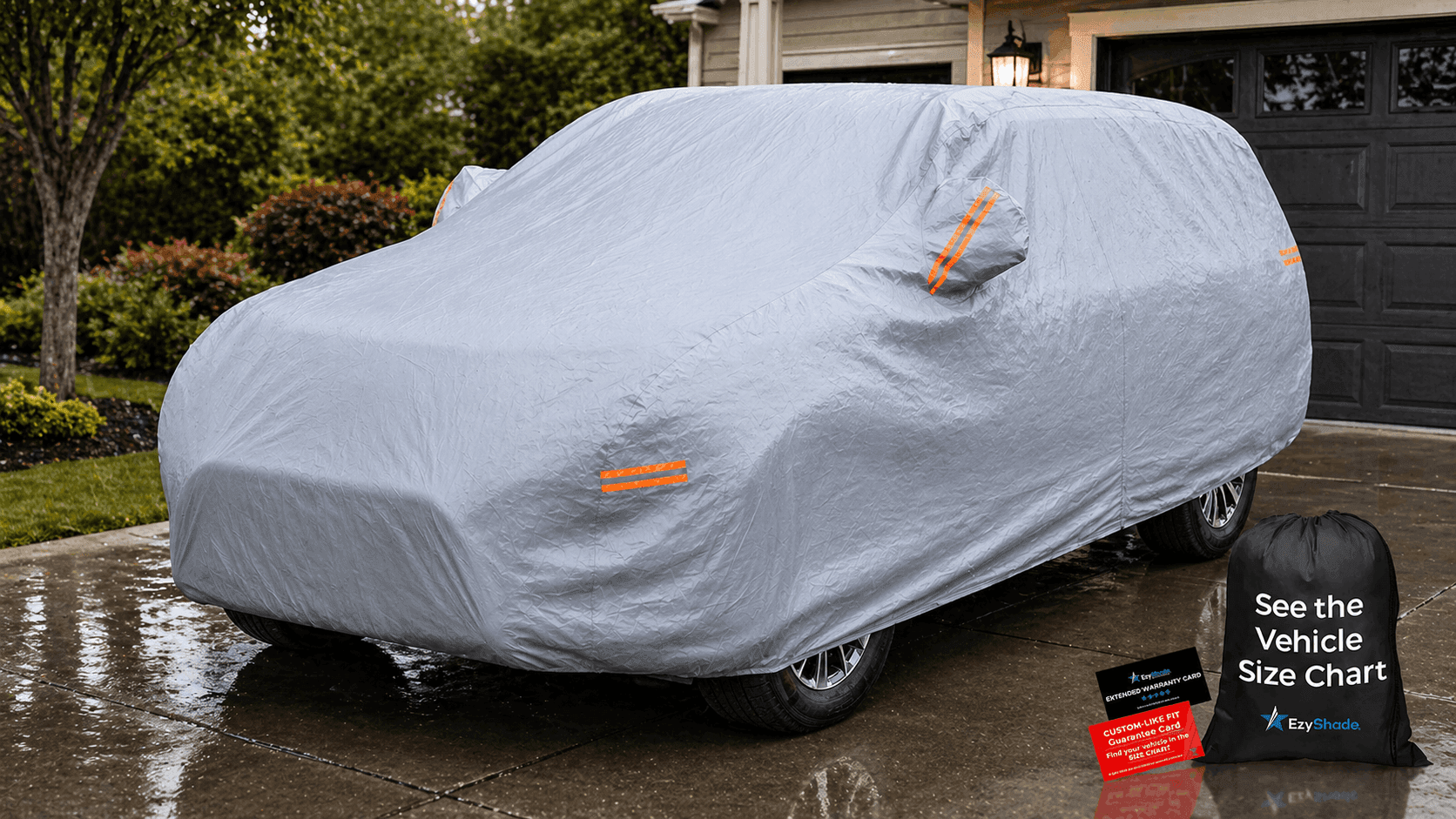 EzyShade 10-Layer SUV Car Cover protecting vehicle outdoors in driveway