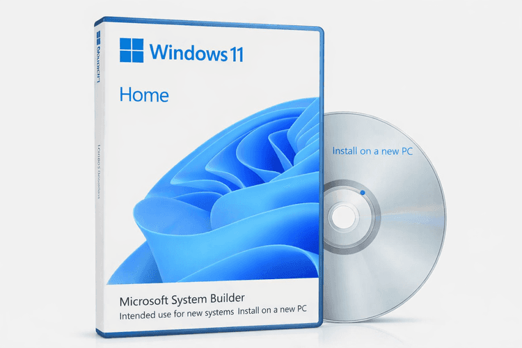 Custom PC build with Microsoft System Builder Windows 11 installation on desktop setup
