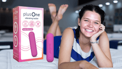 compact plusOne waterproof rechargeable vibrating bullet discreet personal massager product close-up