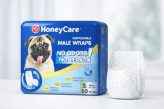 HONEY CARE Disposable Dog Wraps belly band diaper for male dogs with urinary incontinence and indoor marking protection