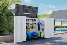 AOXUN horizontal storage shed organizing running shoes and accessories