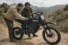 “ESKUTE electric dirt bike for adults riding on rugged terrain”