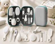 WXA 14-in-1 Baby Grooming Kit with baby nail clippers, brush, comb, and healthcare tools in portable travel case