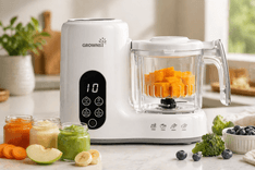 Grownsy baby food maker and steamer with fresh fruits and vegetables