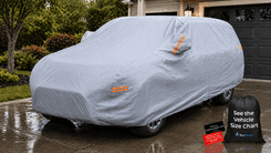 EzyShade 10-Layer SUV Car Cover protecting vehicle outdoors in driveway